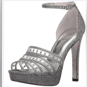 Adrianna Papell Silver Glitter High Heels
